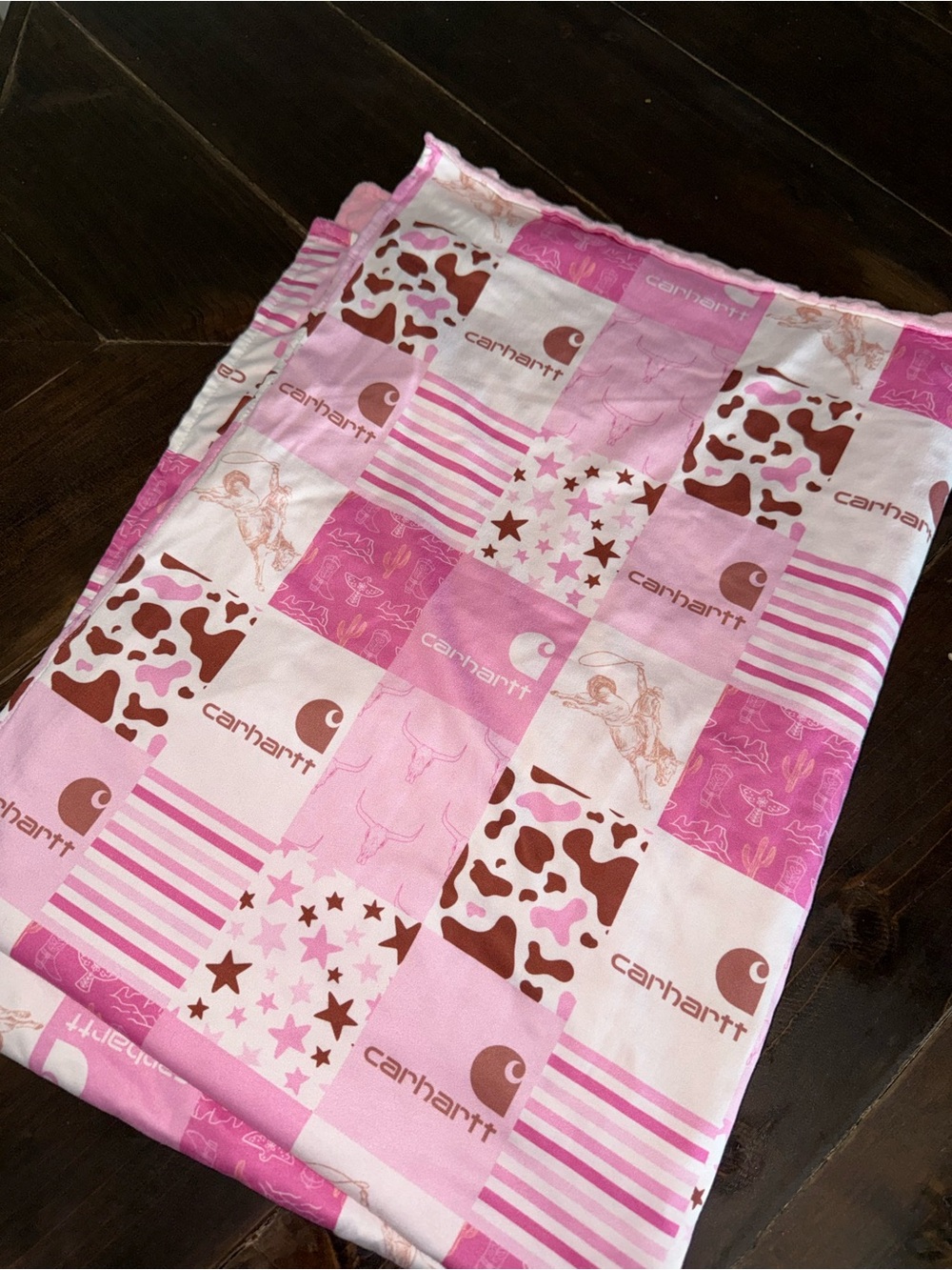 Carhartt Print Patchwork Minky Blanket 39x29